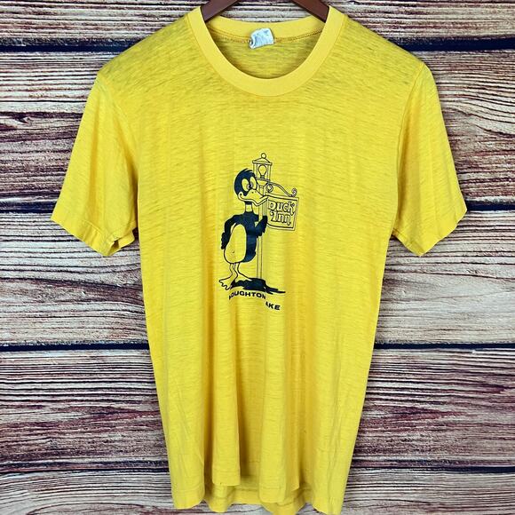 Vintage 1970s Duck Inn Houghton Lake Graphic T-shirt - Picture 2 of 8